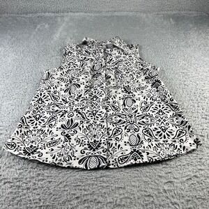 Croft & Barrow Mens Black White Paisley Sleeveless Button Down Blouse Size M